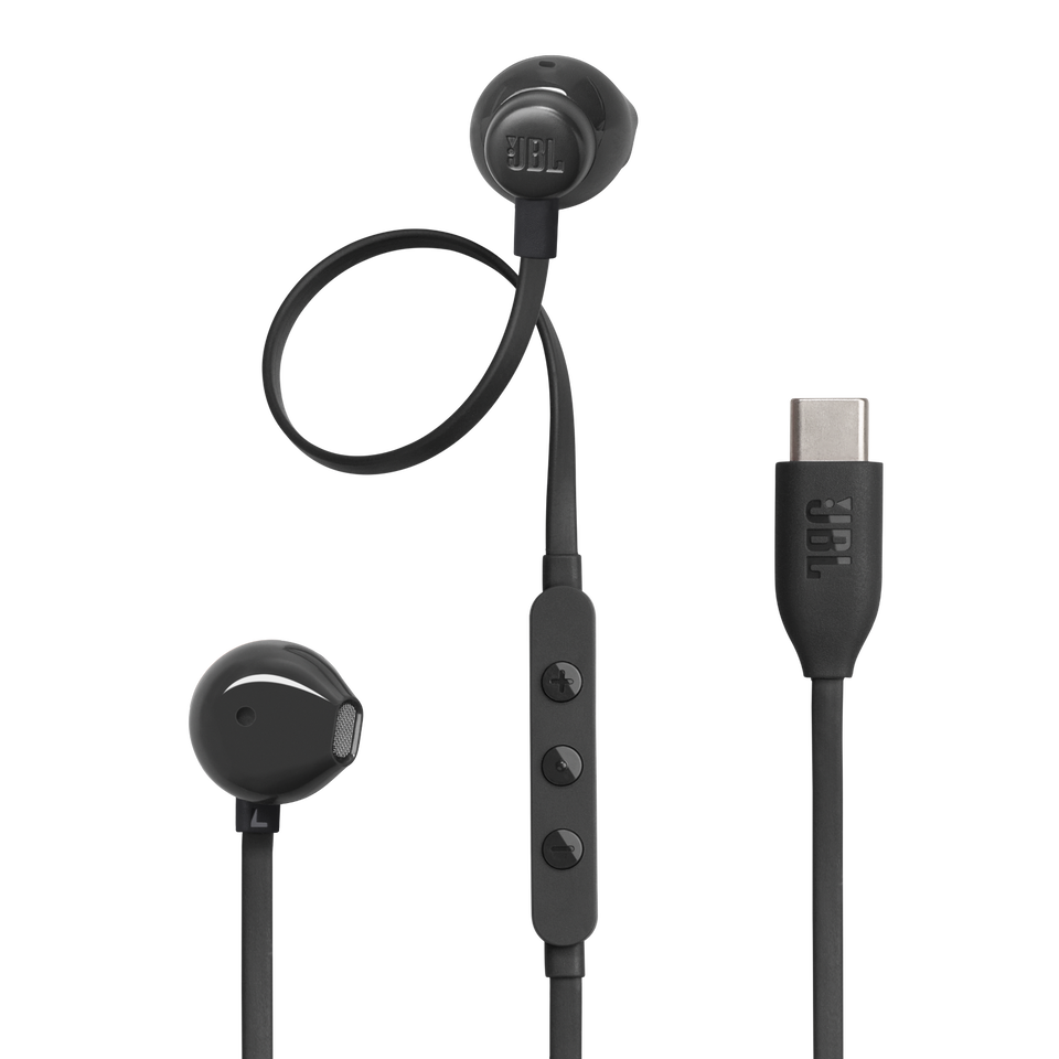 JBL Tune 305C USB - Black - Wired Hi-Res Earbud Headphones - Hero